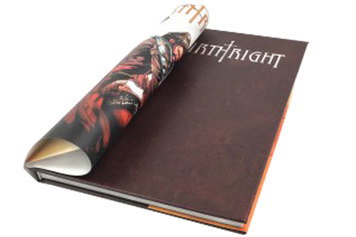 Bande dessinée de luxe à couverture rigide en similicuir avec jaquette et embossage