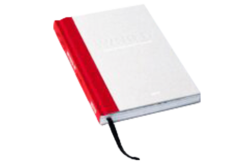 Livre rigide bi-color avec un marque-page noir