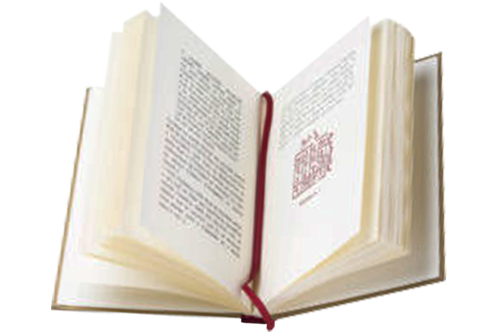 Livre à couverture rigide avec marque-page